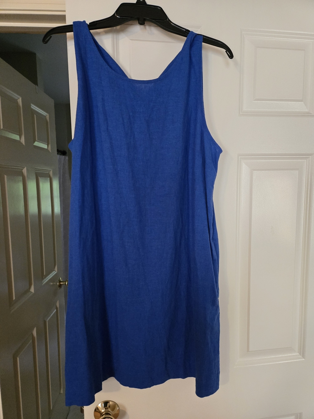 JCrew Blue Sleeveless A-Line Linen Dress